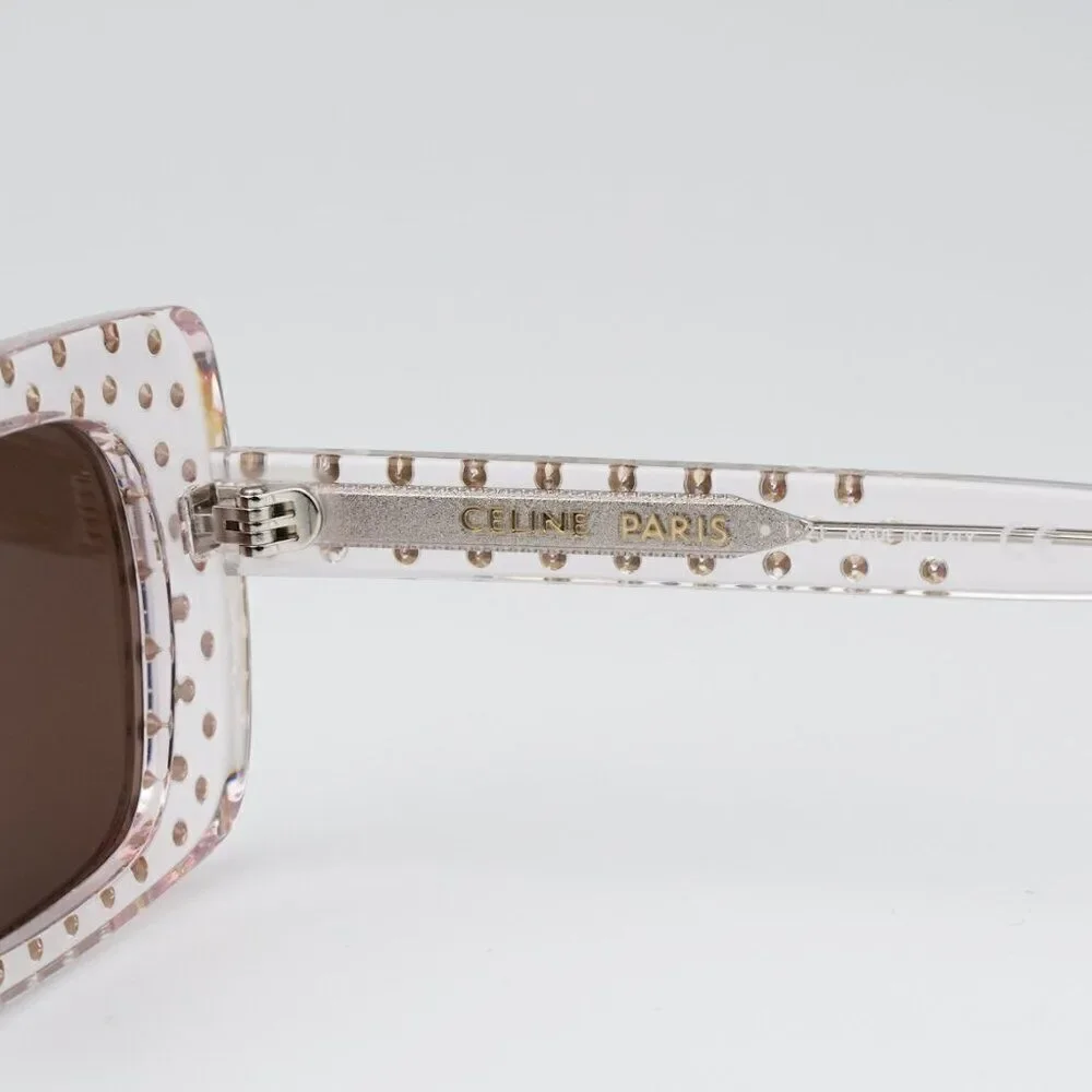 SALE! NEW Celine CL4213IS 27E ANIMATION XMAS Crystal Brown Rectangle Sunglasses